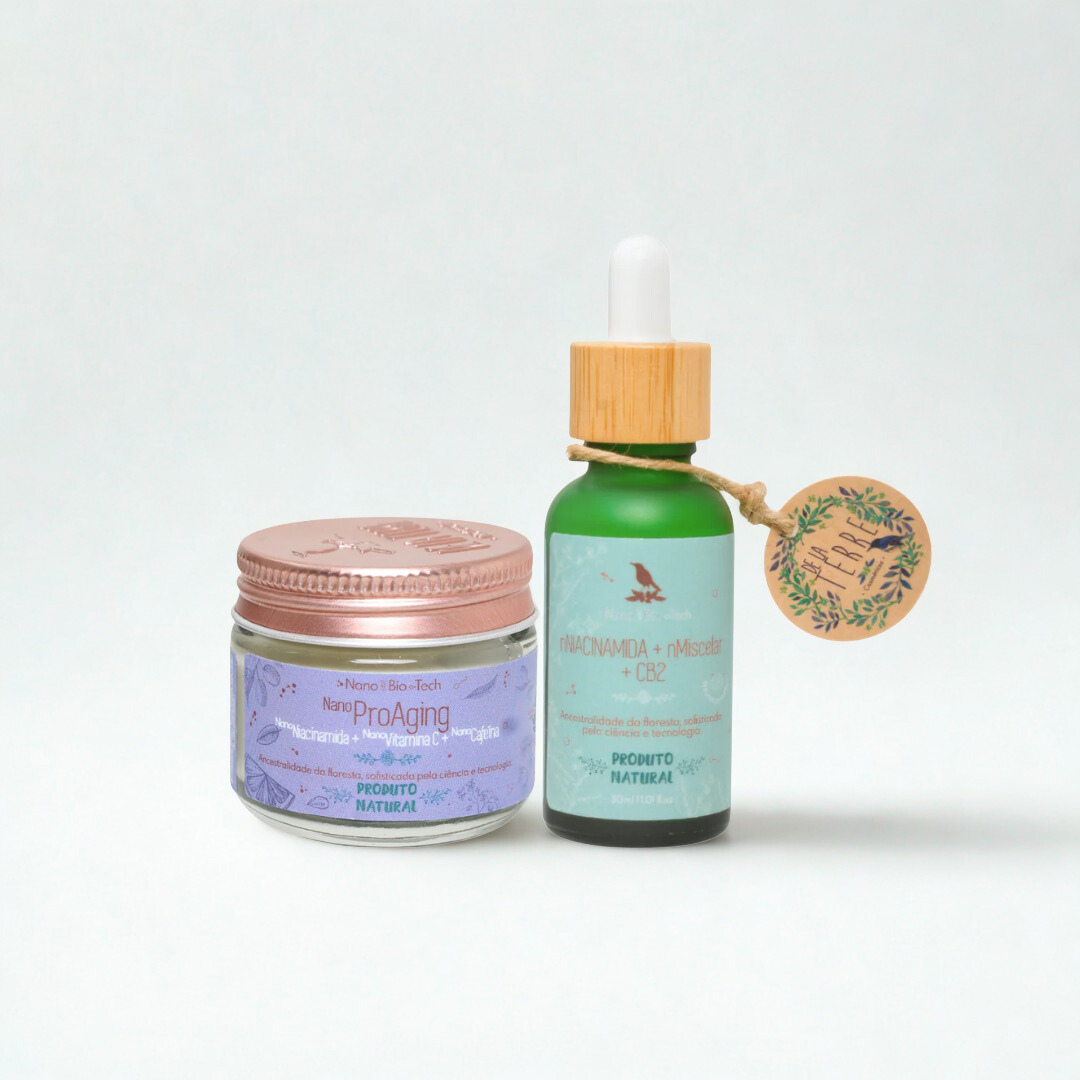 Duo Proteção Essencial – Sérum Nano Niacinamida + CB2 & Creme Nano Pró-Aging De La Terre Cosmeticos