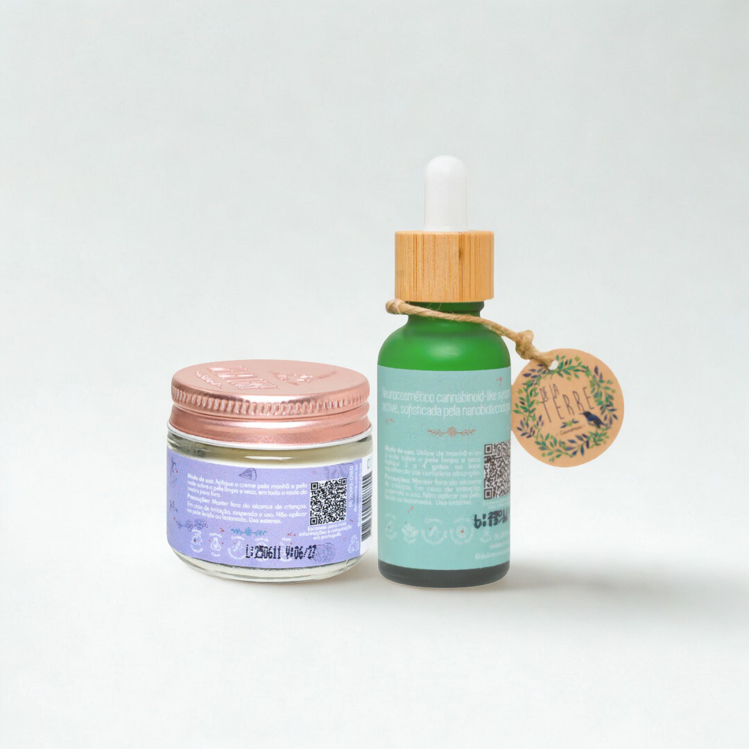 Duo Proteção Essencial – Sérum Nano Niacinamida + CB2 & Creme Nano Pró-Aging De La Terre Cosmeticos