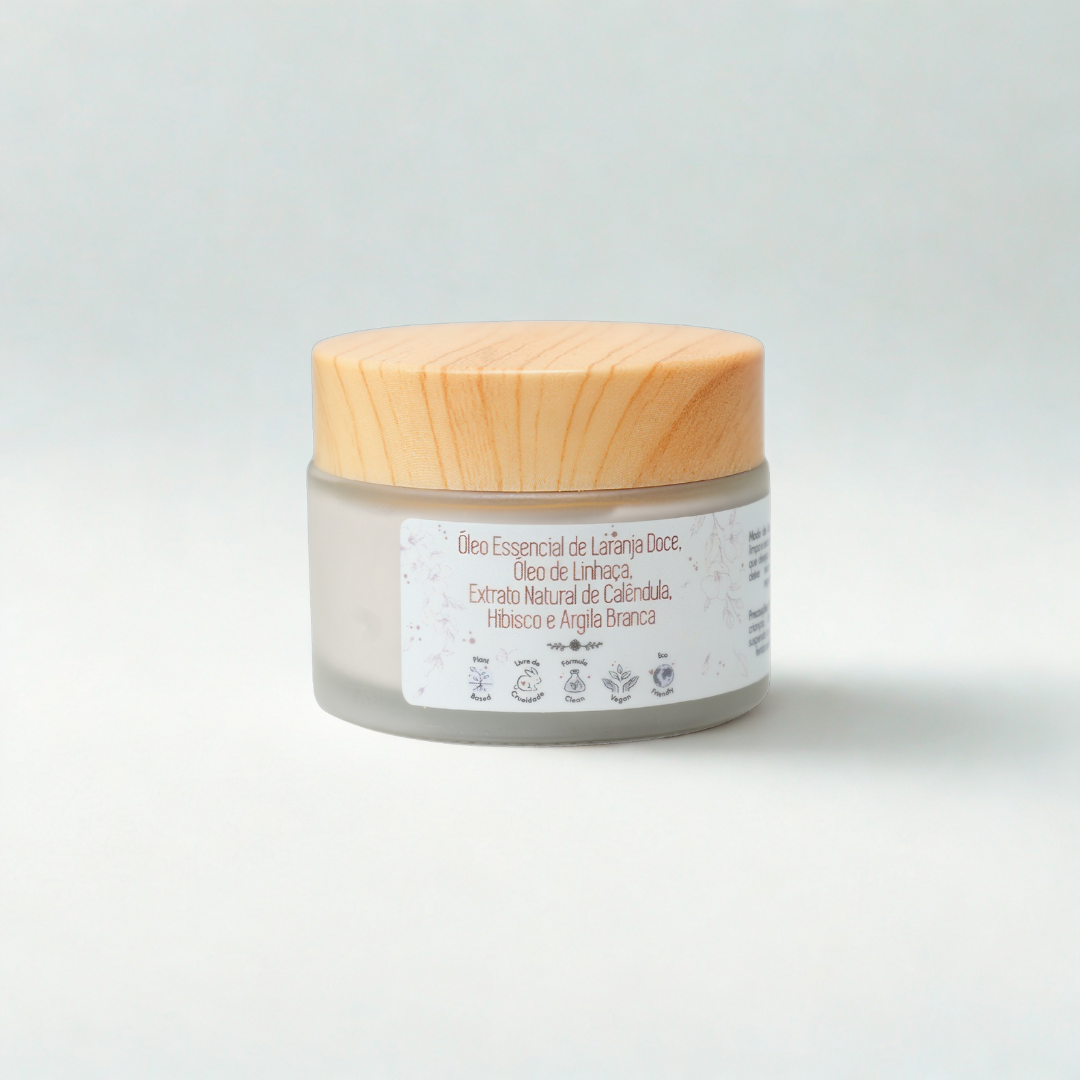 Máscara Facial de Argila Branca e Pó de Hibisco De La Terre Cosmeticos