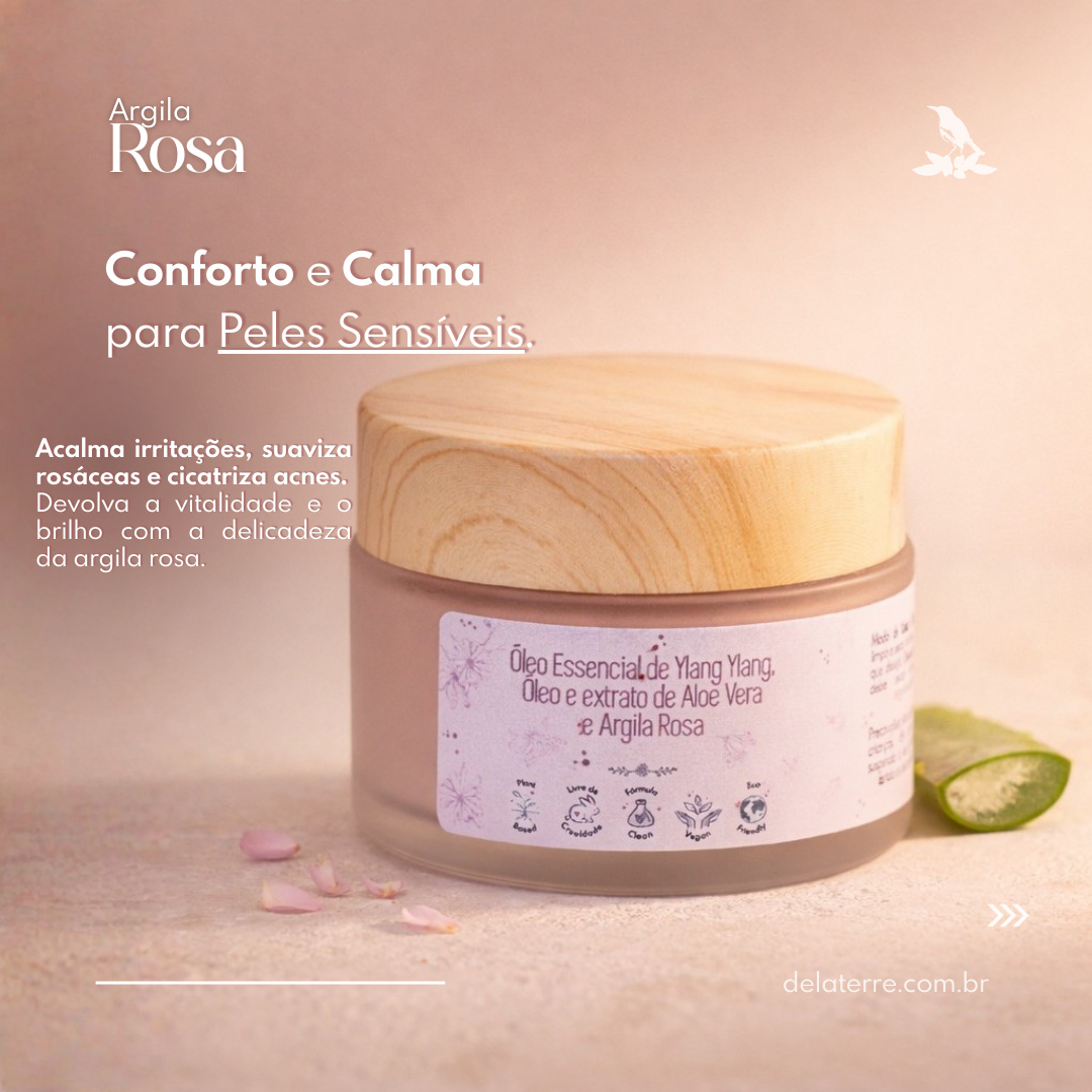 Máscara Facial de Argila Rosa | modo de uso