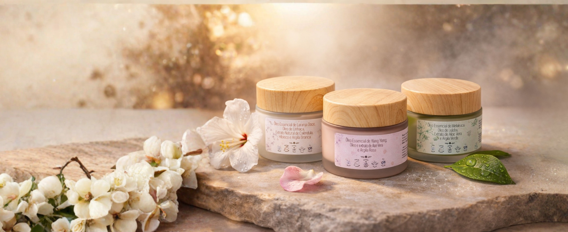 Máscaras de argila naturais em destaque no banner principal