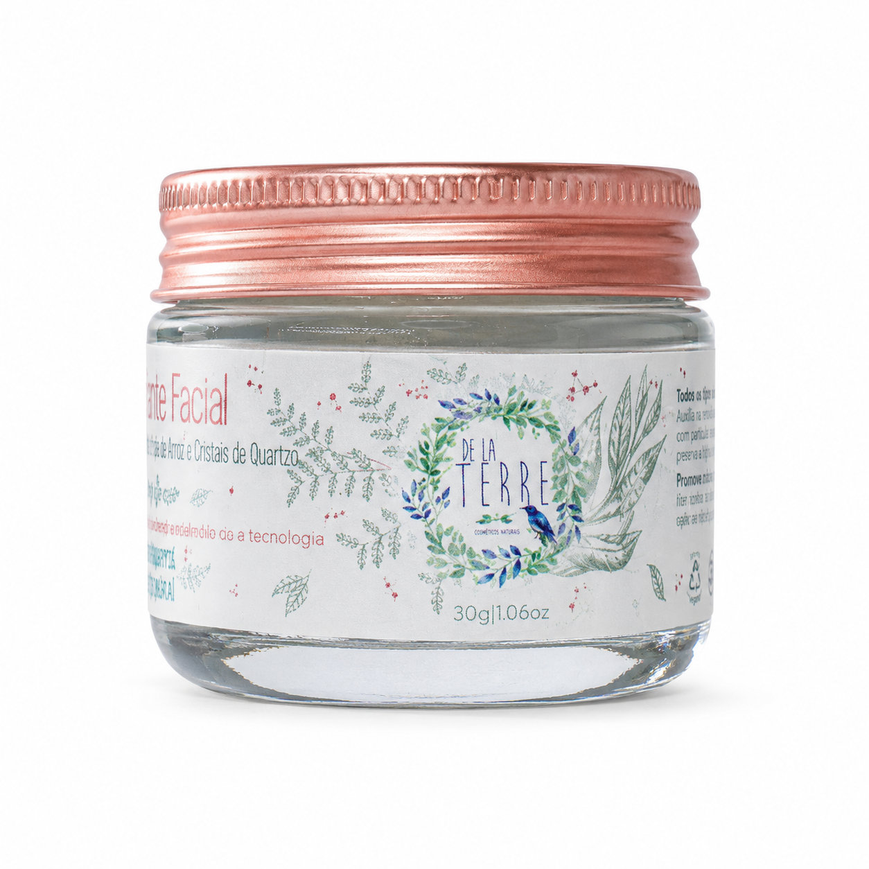 Creme Esfoliante Natural de Arroz e Cristais de Quartzo De La Terre Cosmeticos