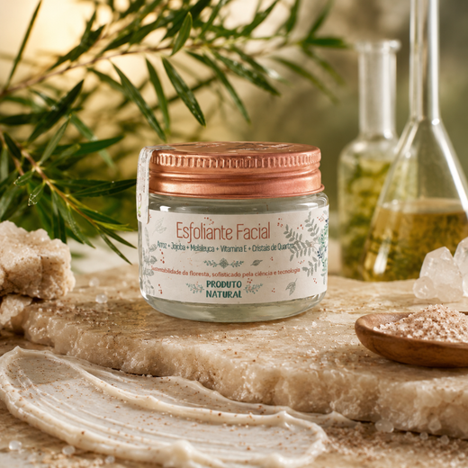 Creme Esfoliante Natural de Arroz e Cristais de Quartzo