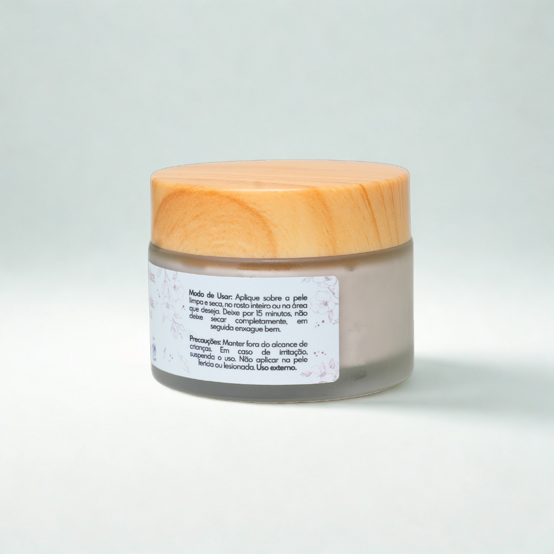 Máscara Facial de Argila Branca e Pó de Hibisco