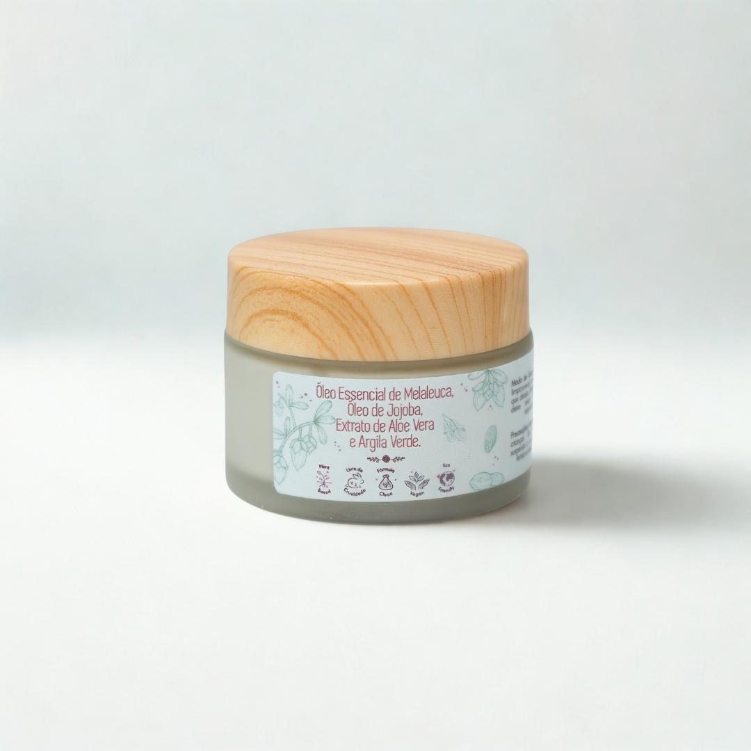 Máscara Facial de Argila verde: Para Pele Oleosa e Acneica