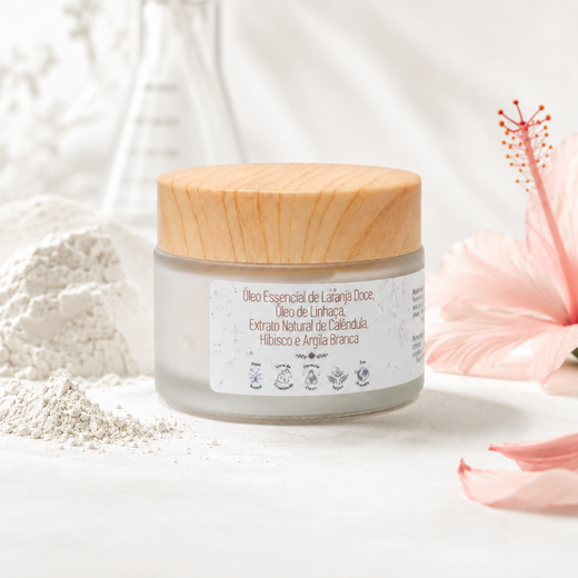 Mascarilla facial de arcilla blanca y polvo de hibisco