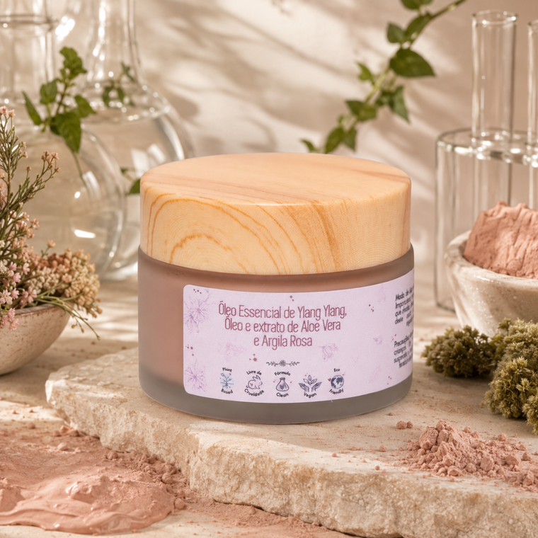 Máscara Facial de Argila Rosa