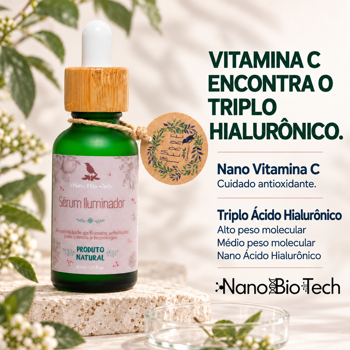 Nano Vitamina C com Triplo Ácido Hialurônico para luminosidade